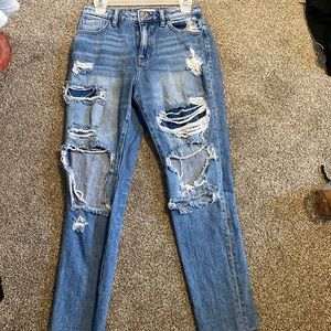 Womens buckle boyfriend jeans